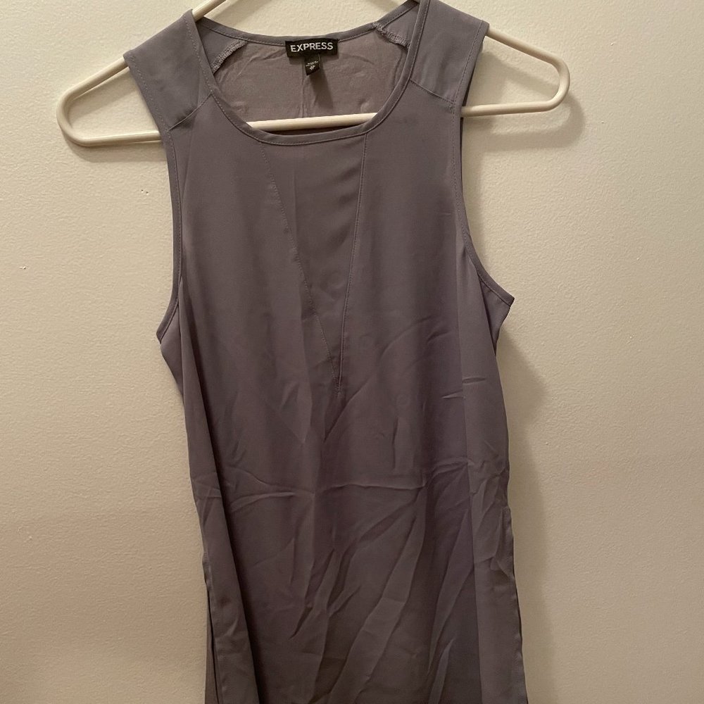 Express Sleeveless Gray Tank Tunic Blouse w/ Side Slits